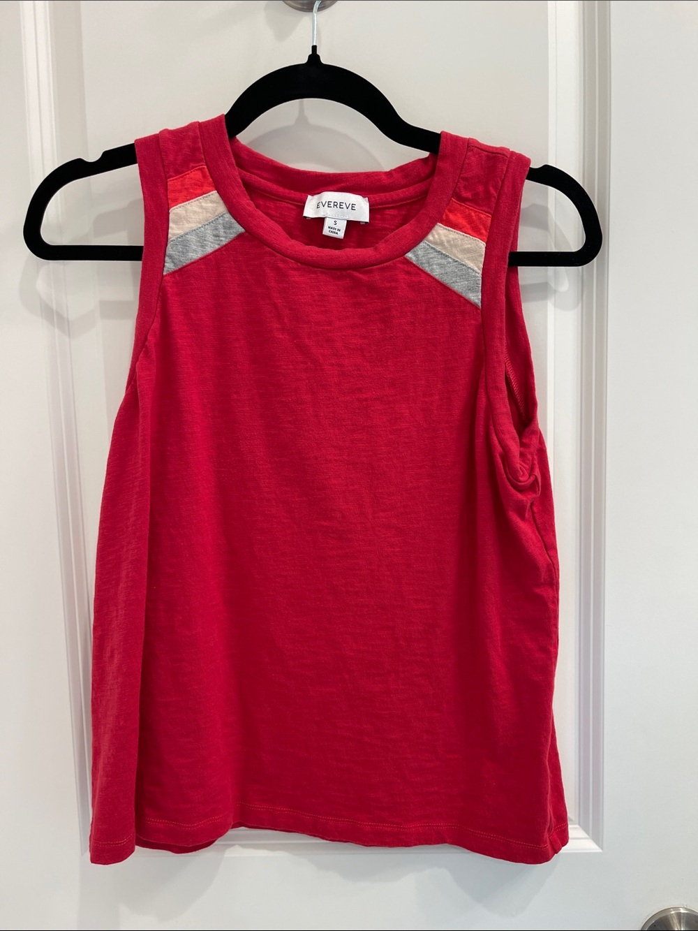 Evereve Bright Red Tank with Contrast Shoulder Stripes